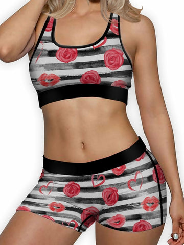 Rose Stripes Ellie Sports Bra